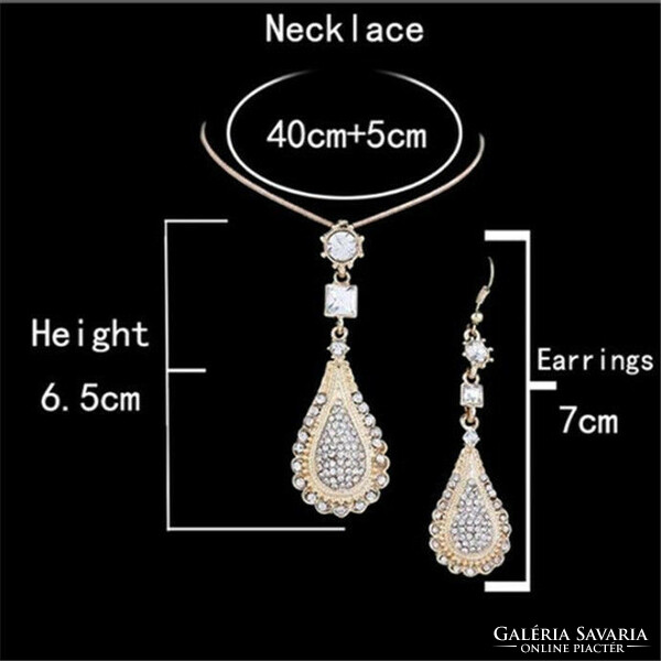 18K gold-plated (gp) necklace-earring set with clear cz crystals
