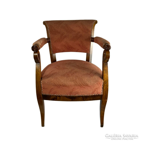 Kora Bieder hajlított karfás szék, fotel korabeli huzattal