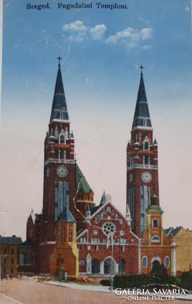 Szeged Fogadalmi templom -  futott képeslap