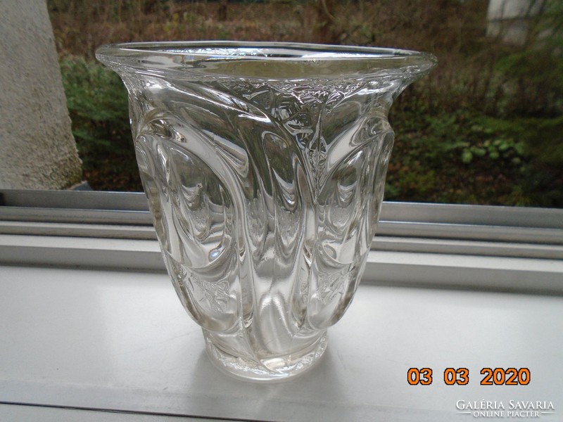 Antique embossed thick-walled hollow cast heavy glass vase