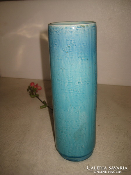 Zsolnay blue cigar or cylinder vase, Turkish j. Design retro 7.3 x 24 cm