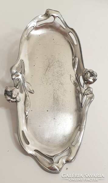 Silver-plated art nouveau tray with floral decoration (roux - marquiand, Lyon, 1876)