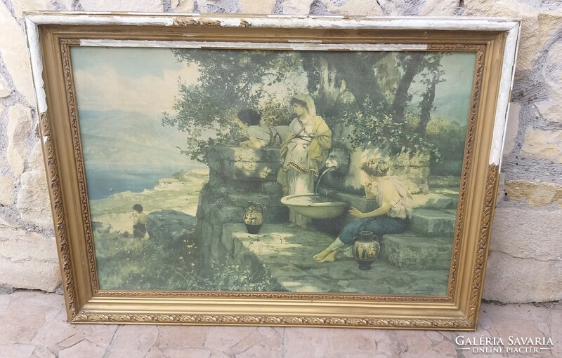 Soviet print picture in a gilded wooden frame 75 x 55 cm