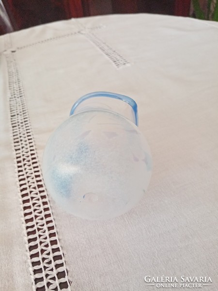 Murano blue - white handmade torn veil glass jug / pourer