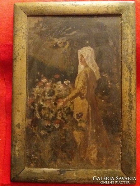 Benczúr Gyula( 1844 - 1920 ) alkotása KEDVENCEIM próbafestmény olaj - fa 39 X 27 cm