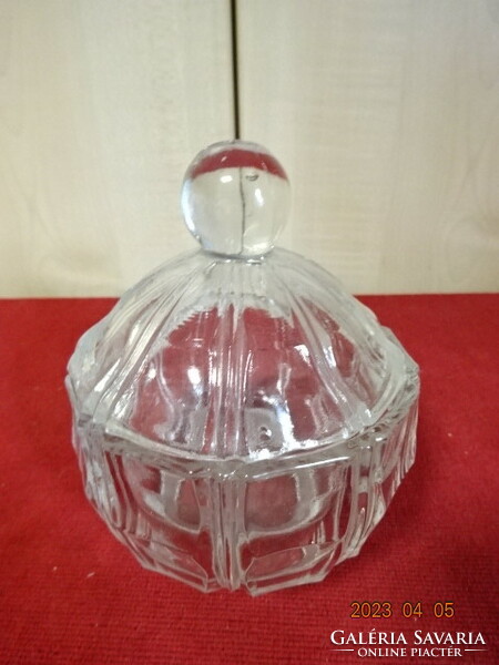 Polished glass sugar bowl, height 12.5 cm. Jokai.