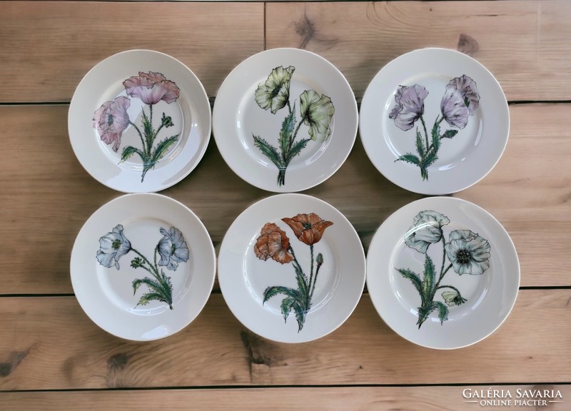 Taste Setter Collection vintage virágos porcelán tányér szett, átmérő 19 cm. 6 db. egyben