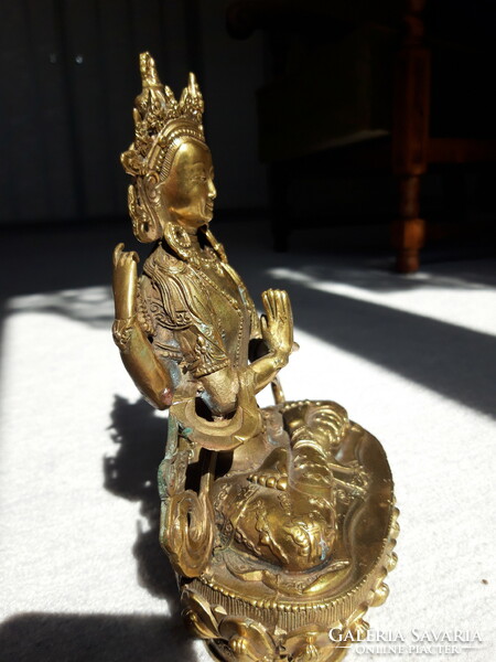 Original late 18th century Prince Siddhartha Guatama, Buddha statue with golden smoke. 20 cm high