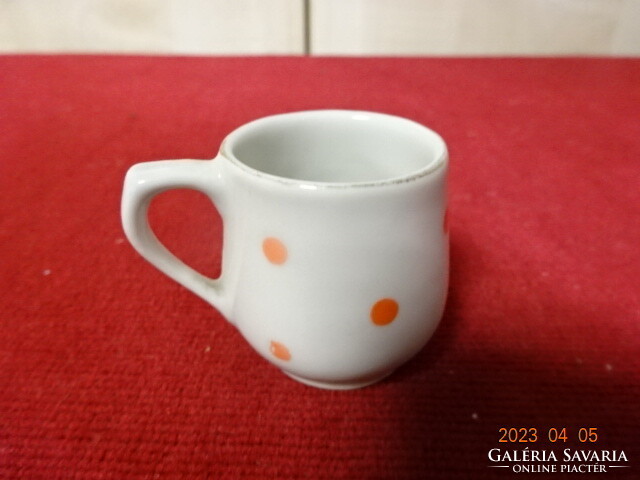 Hungarian porcelain, mini polka dot mug, souvenir from Balatonfüred. Jokai.