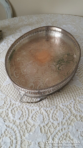 Antique silver-plated, chiseled oval tray 45 cm.
