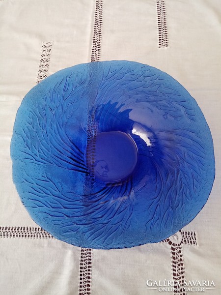 Kék  skandináv  /  finn  Lasisepat - Mantsala üveg  kínáló tál / asztalközép  Design:  P. Kallioinen