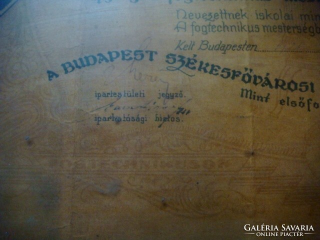 ​Ipartestületi bizonyítvány 1914-es 5 koronás okmánybélyeggel