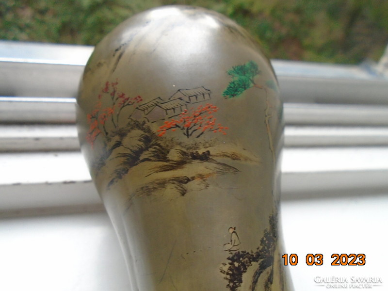 Antik Meiping Shen Shao An jellegű kínai váza díszes faragot fa talppal