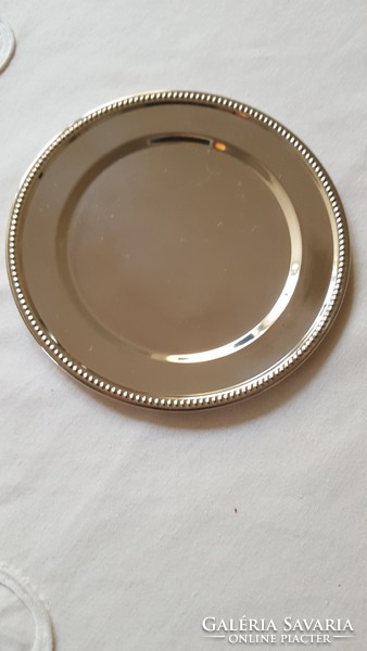 Silver-plated, beaded coaster set, with a small chiseled tray