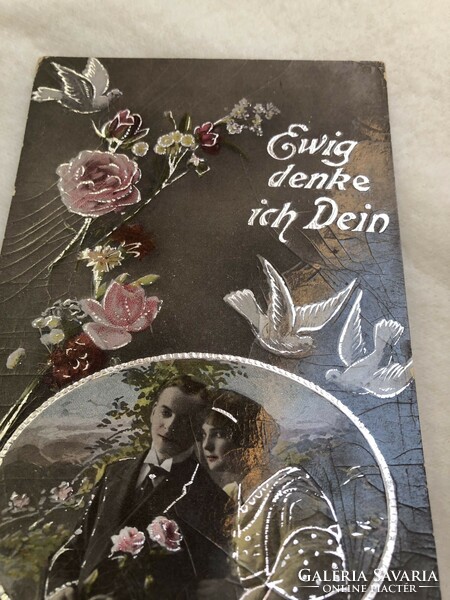 Antik ezüstözött  romantikus képeslap -  1921                                              -2.