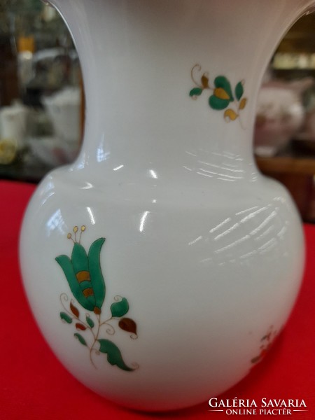 Rare Herend Hungarian, gilded flower pattern porcelain vase. 14.5 Cm.