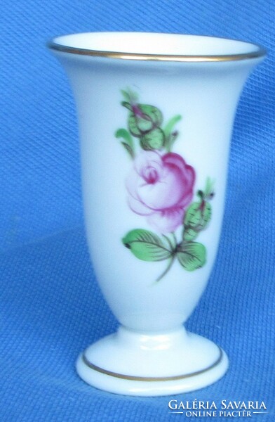 Herend mini porcelain vase with flower pattern, violet vase, marked, 6.1 cm high,
