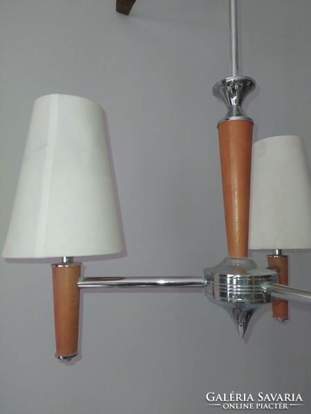 Deer chrome and wood ceiling lamp chandelier