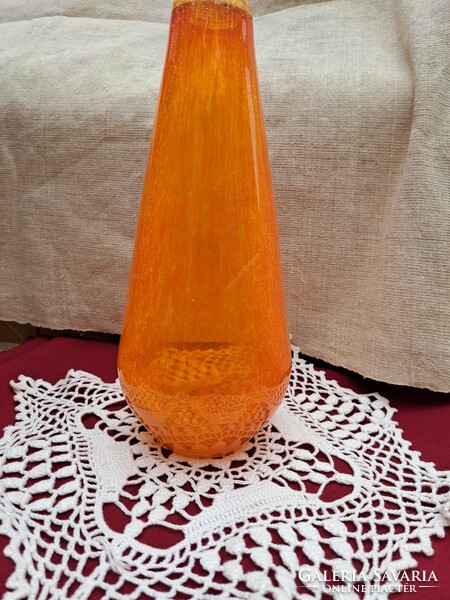 Retro orange yellow vase cracked beautiful veil glass veil Carcagi berek bath glass
