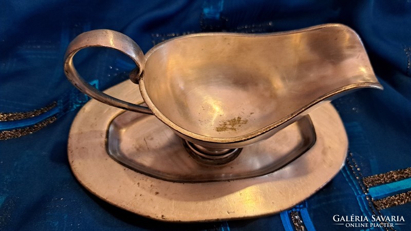 Antique silver-plated sauce bowl, small saucer with tray (m3585)