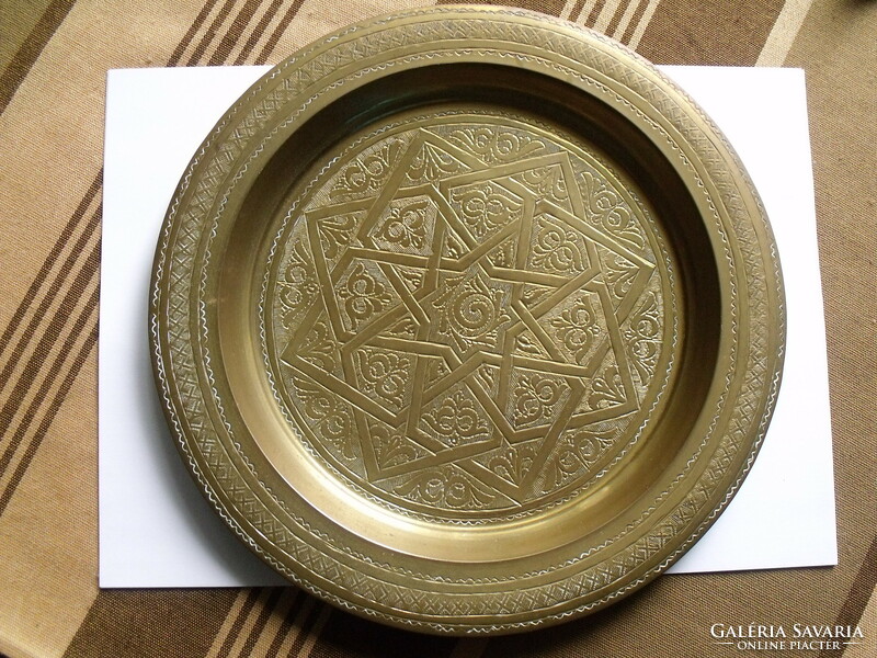 Old beautiful marked brass wall plate / decorative bowl
