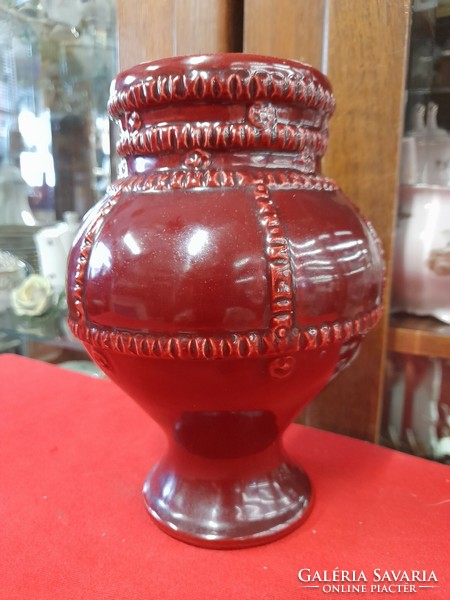 Zsolnay ox blood glazed ceramic vase. 18.5 cm.
