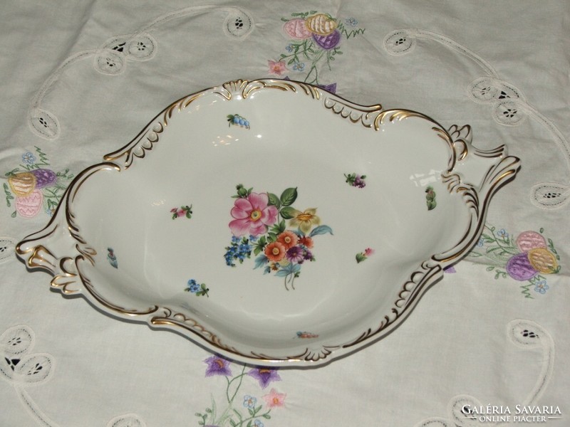 Herend serving bowl with flower bouquet pattern