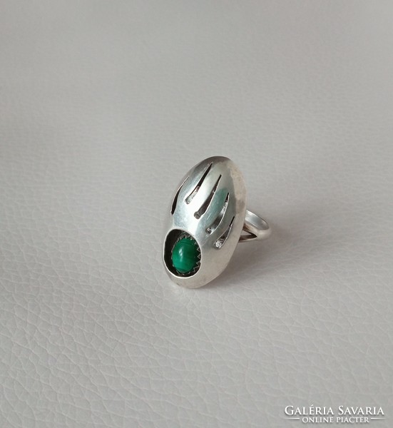 Silver ring with malachite stones, small size