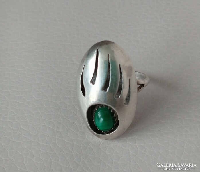 Silver ring with malachite stones, small size