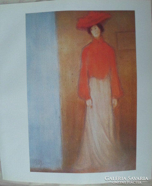 Rippl-Rónai József-nyomat: Pirosblúzos nő (1897 körül)