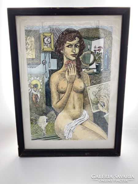 Endre Németh(1943-): woman from Pest, nude, 1980 - mixed media, ink