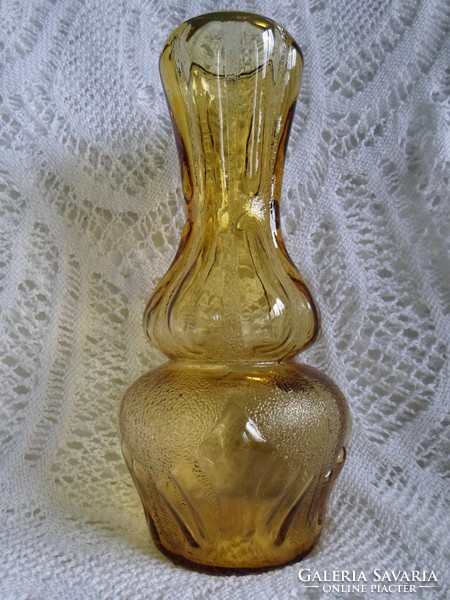 Art deco nagy, vastag üveg hurkás váza, hibátlan  26,5 cm