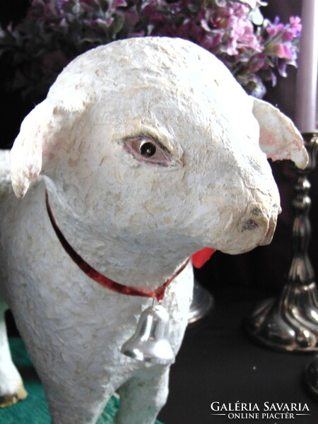 Régi papírmasé húsvéti  csengős bárány