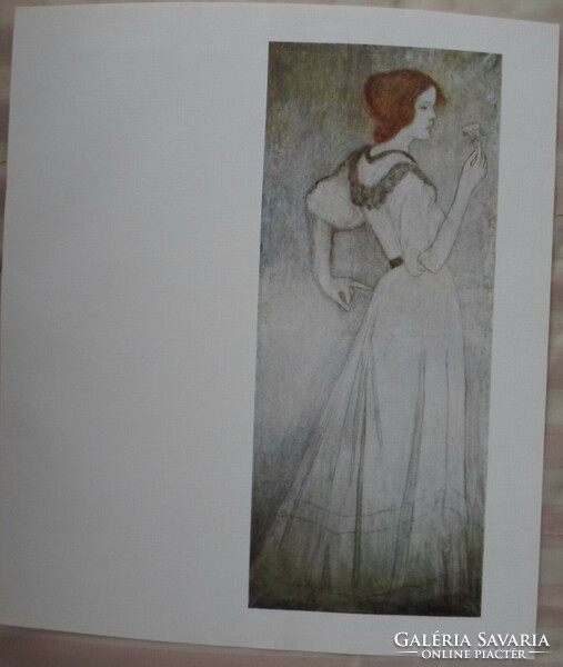 Rippl-Rónai József-nyomat: Tanulmány a Rózsát tartó nő gobelinhez (1898)