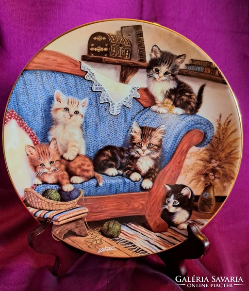 Puppy kitten porcelain decorative plate, cat wall plate 1 (l3565)