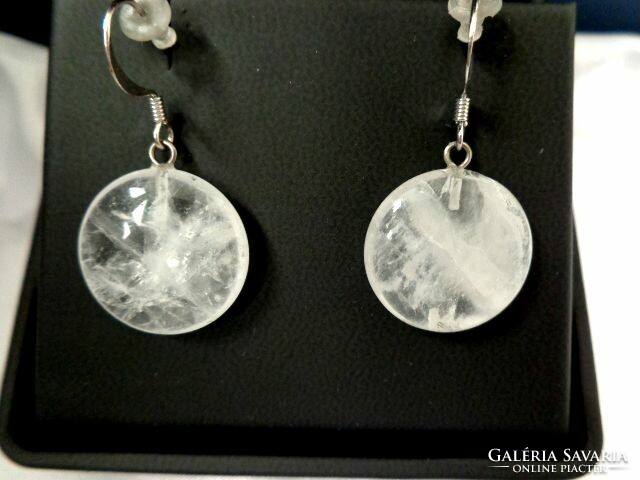 Rock crystal disc earrings