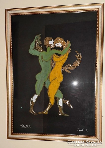 Sántó piroska (1913-1998) pastel 50x70cm