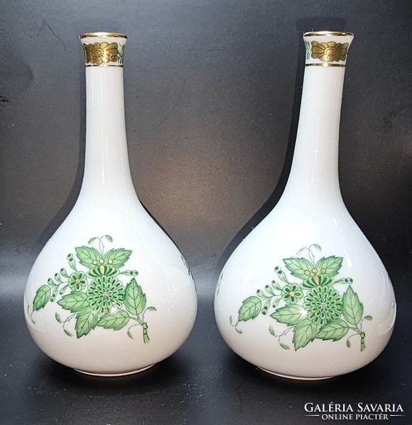 Pair of small vases with green aponi pattern from Herend