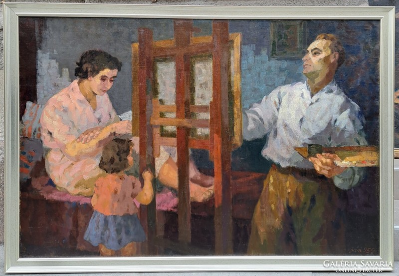Bán Béla (1909-1972) : Alkotás közben,100x150 cm.!