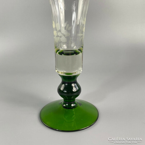 Acid-etched poison green base vase