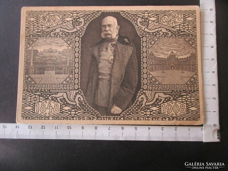 SZECESSZIÓS EMLÉKLAP HABSBURG FERENC JÓZSEF MAGYAR KIRÁLY 60 ÉVES JUBILEUM BÉCS 1908 KUK