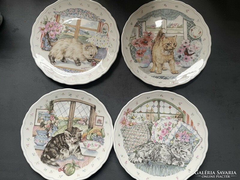Royal albert kitten, feline English porcelain decorative plates, collector's pieces, 1988