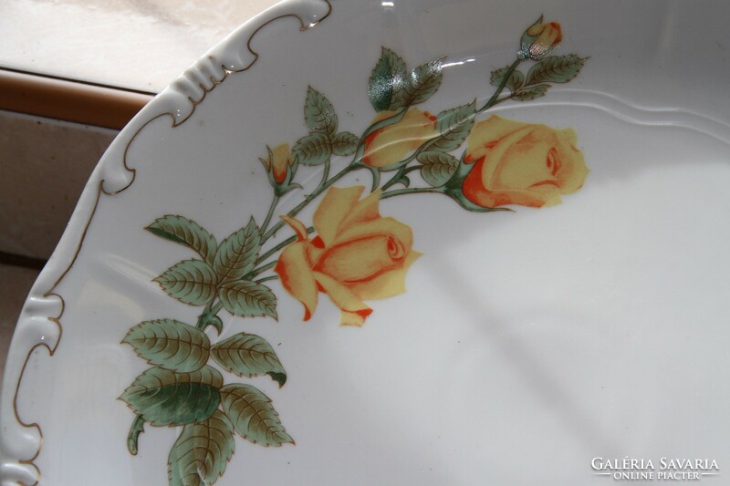 Zsolnay yellow rose round bowl 30 cm