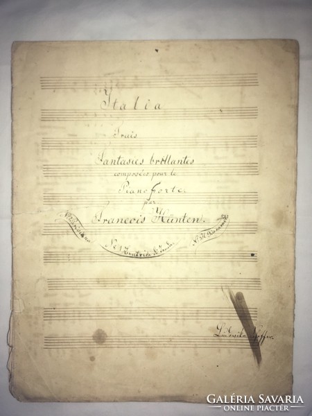 /1800- as évek/ Italia Truis Fantasics Brilantes composé es pour le Pianoforte par Francois Hünten.