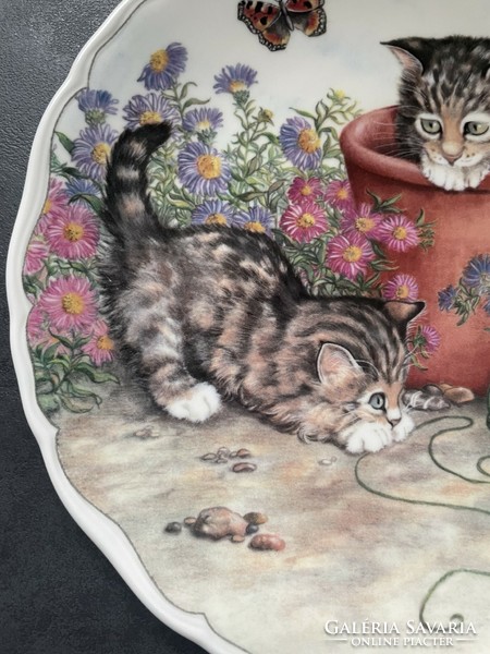Royal Albert cicás, macskás angol porcelán dísztányér, gyűjtői darab, 1994