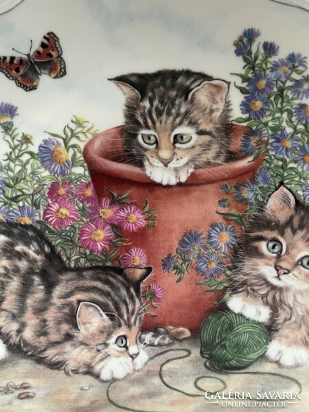 Royal Albert cicás, macskás angol porcelán dísztányér, gyűjtői darab, 1994