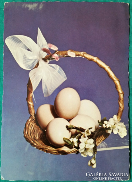Retro húsvéti képeslap,  tojás, 1976, futott