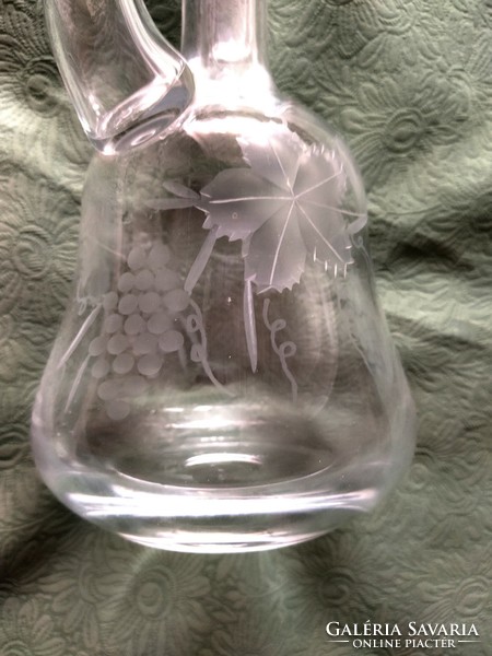 Szőlőfürtös talpas pohár 5 db+ hozzá illő kínáló üveggel