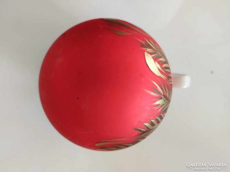 Retro üveg karácsonyfadísz festett gyertyamintás nagy gömb üvegdísz 10 cm