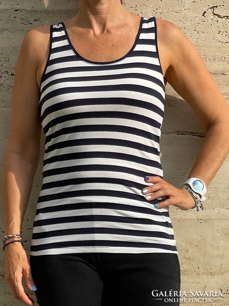 H&m dark blue-white striped sleeveless top, top